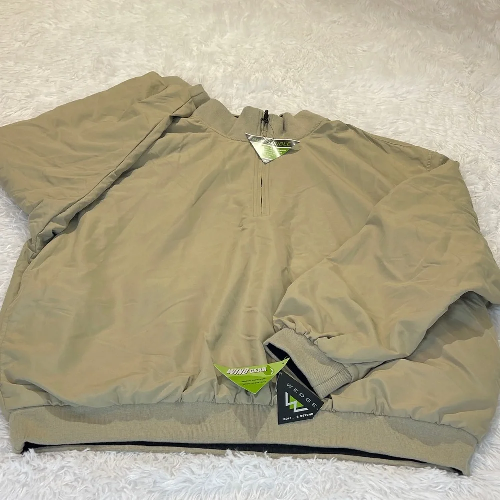 WEDGE Men's Tan Windbreaker PULLOVER 3/4 ZIP JACKET GOLF AND BEYOND SIZE XXL